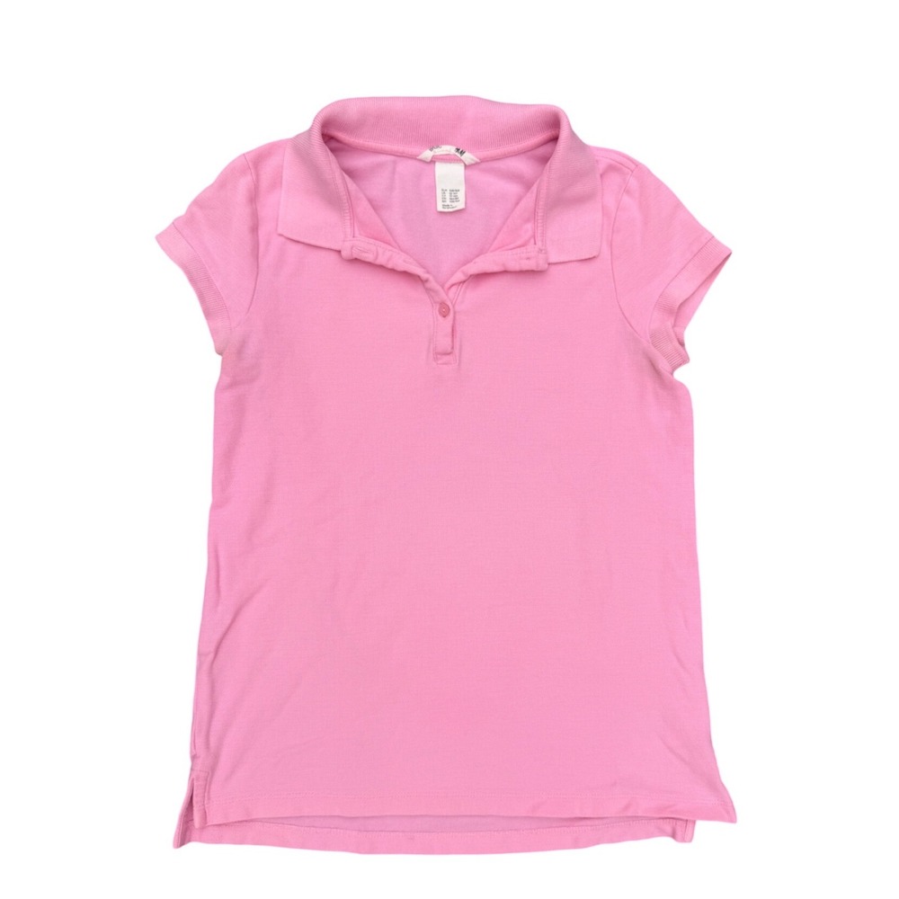 HM Basic Girls Pink Short Sleeve Cotton Pique Polo Shirt Size 12-14Y